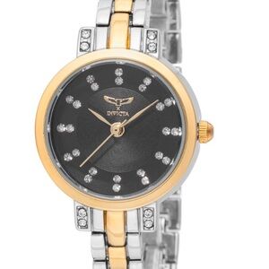 Invicta Women's Elegant Black and Gold Watch
